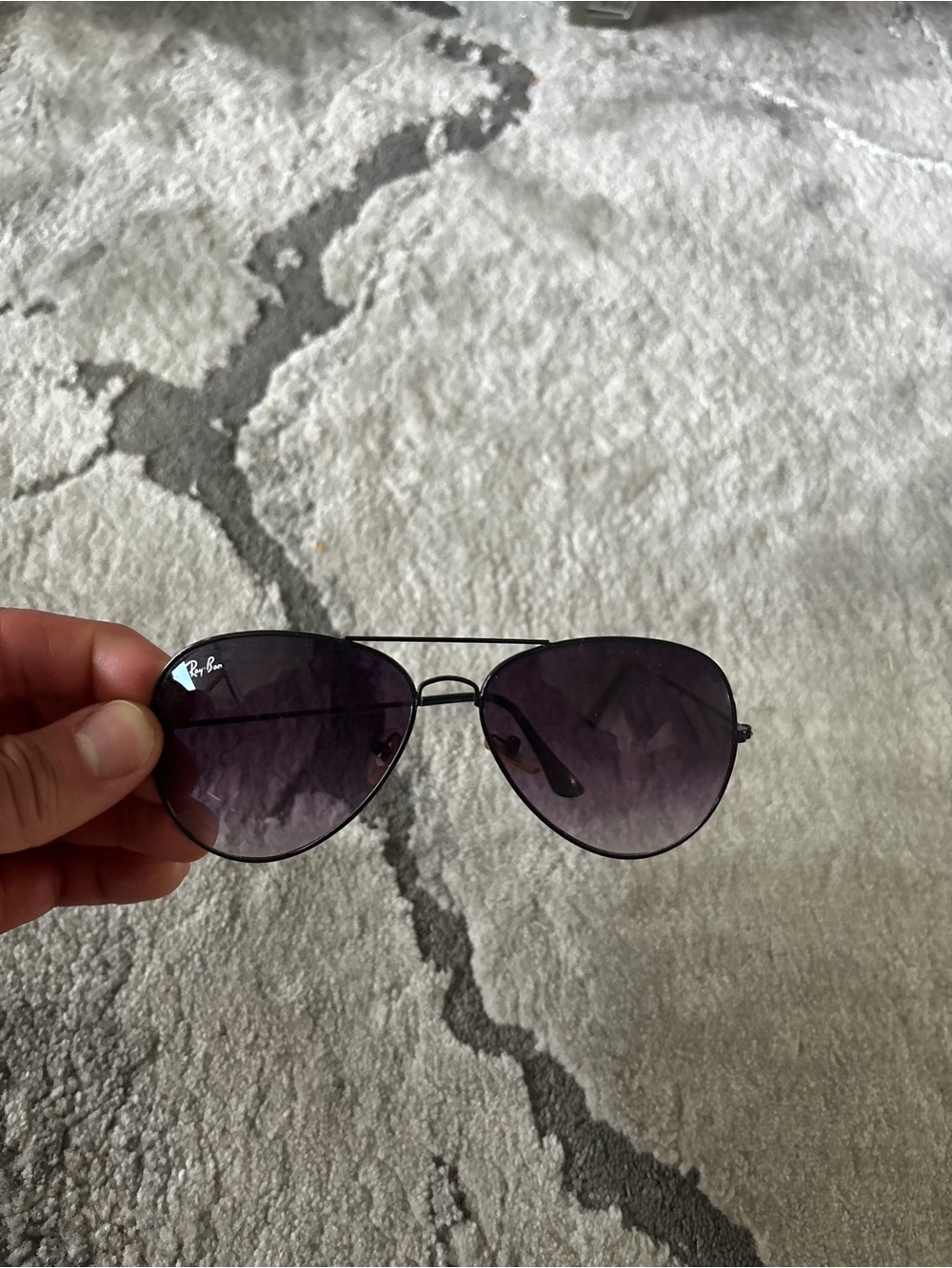 Ray-Ban Women's Aviator Sunglasses - Black Frame with Purple Gradient Lenses